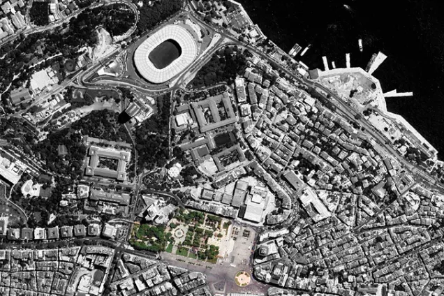 Aerial view of a city. Photo.