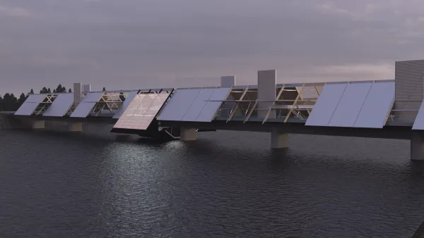 Buildings by the sea. Illustration. 