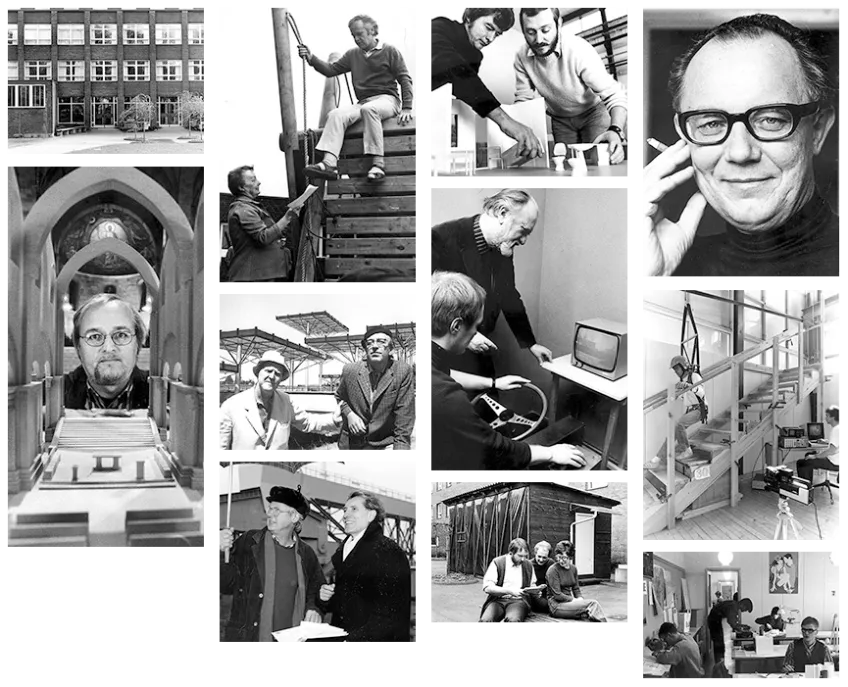 Collage featuring historical figures and places connected to the institution – including Klas Anshelm, Hans Asplund and Marianne Kueller. Photo.